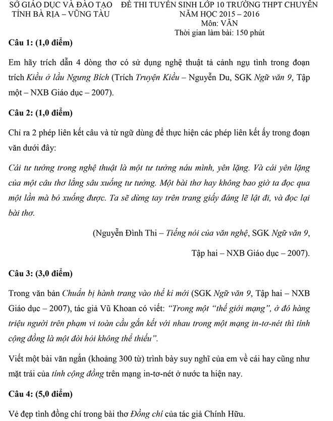 Thi vao lop 10: Nhung de van khien thi sinh 